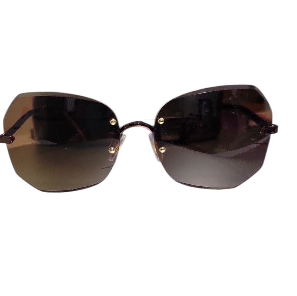 Joan Rivers Dark Brown Frameless Sunglasses With Case
